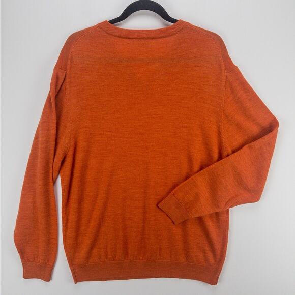 Turnbury Extra Fine Merino Wool V-Neck Sweater Men's Large Long Sleeve Orange - Picture 7 of 9